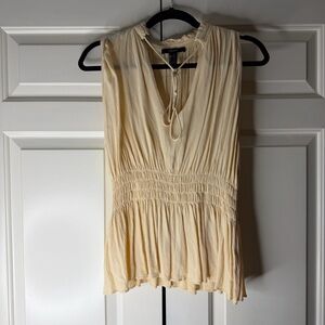 Forever 21 Cream Smocked Waist Sleeveless Blouse – Size L